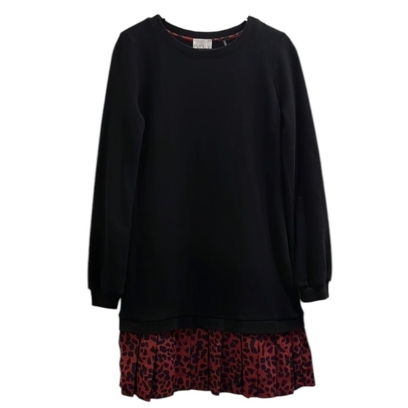 KINLY dress Black Drop Waist Terry Leopard Dress Small - Picture 2 of 13